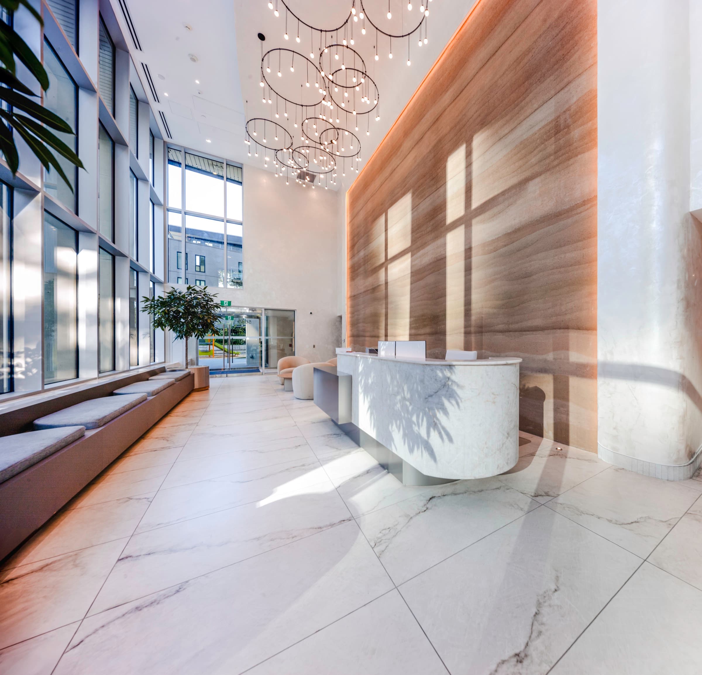 The Artesia lobby and its reception desk