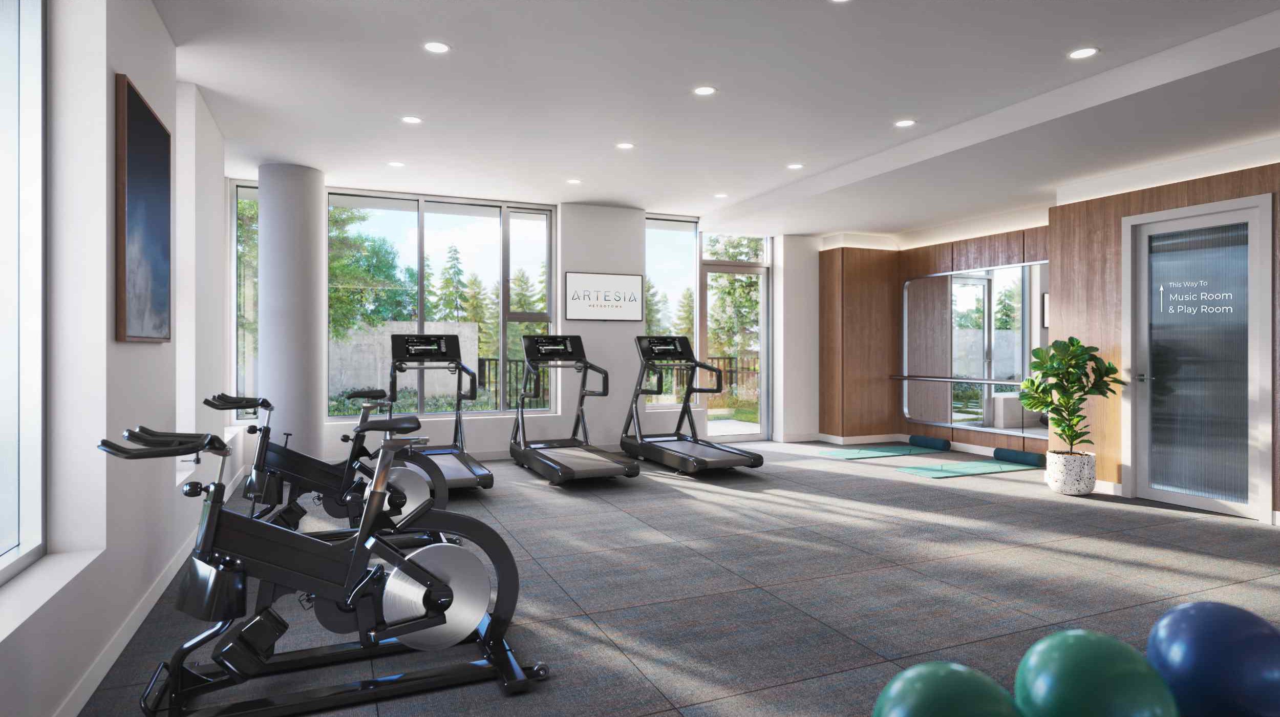 Workout in comfort year-round in our dedicated Fitness and Yoga Space that looks out to the inner courtyard.